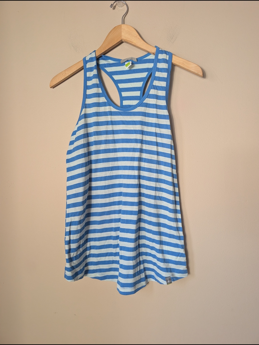 Smartwool Blue and White Striped Scoop Tank